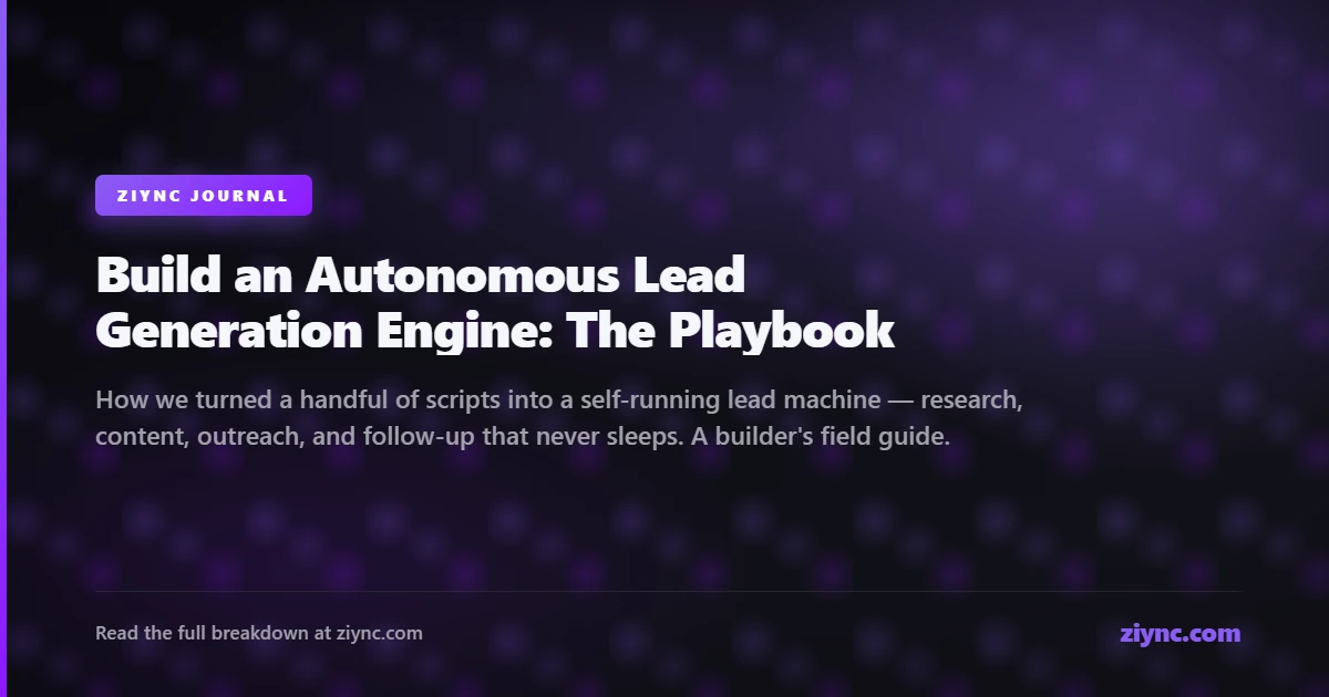Autonomous lead generation engine concept with connected automation nodes