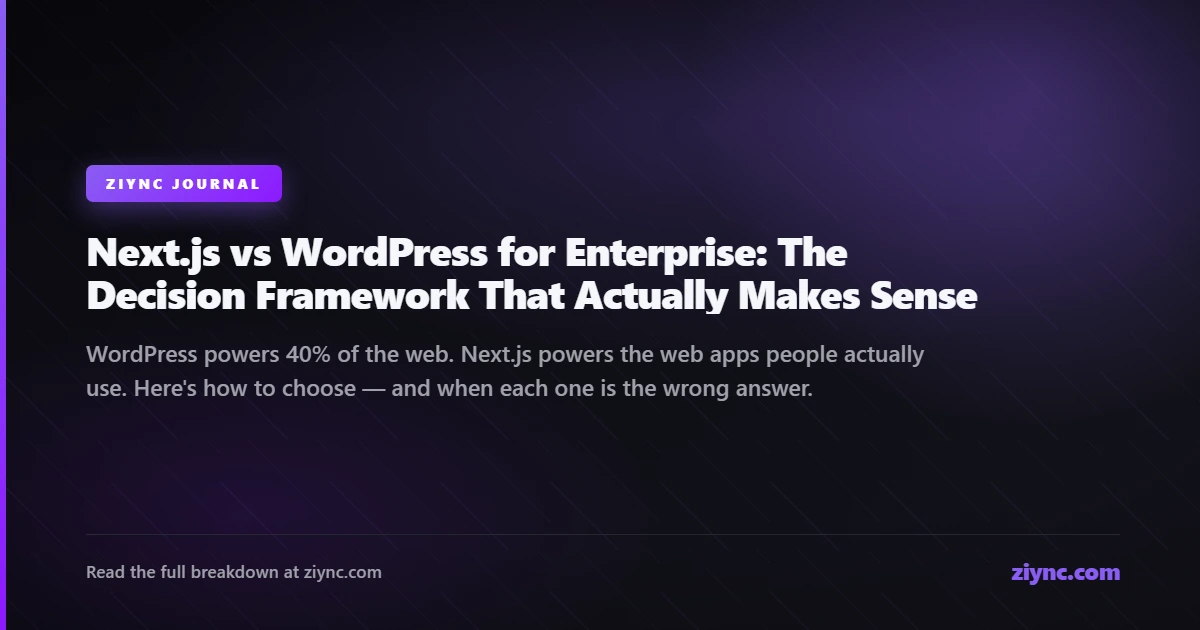 Next.js vs WordPress comparison — choosing the right technology for enterprise web development